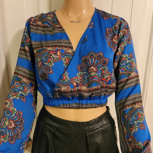 Missguided Tops - 2. Missguided Blue Longsleeves Croptop